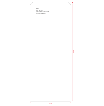 Direkttermoetikett utan kvitto 105 x 251mm